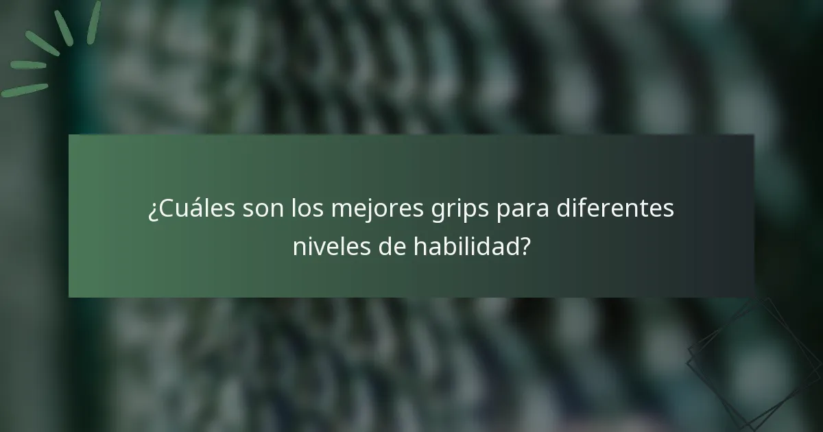 ¿Cuáles son los mejores grips para diferentes niveles de habilidad?